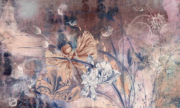 Coquelicots des champs sur un fond de béton de style industriel