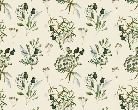 Branches vertes de fleurs et de plantes sauvages