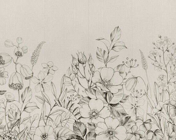 Motif de fleurs sauvages aux couleurs monochromes