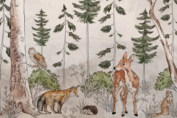 Animaux sauvages dans une forêt à l&#39;aquarelle