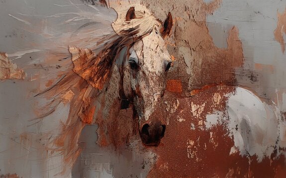 Portrait de cheval 3d avec décorations dorées