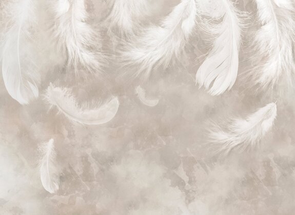 Plumes blanches sur fond beige à l&#39;aquarelle