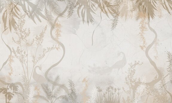 Oiseaux dans un paysage tropical brumeux de jungle