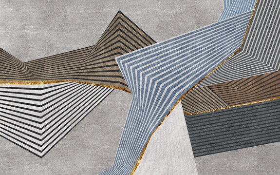 Formes géométriques abstraites avec des lignes dorées