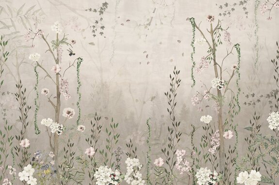 Plantes vertes et fleurs de style vintage