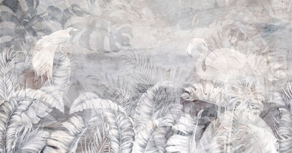 Végétation et oiseaux sur fond texturé