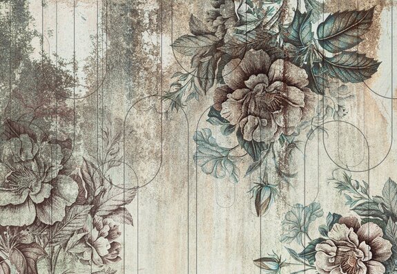 Motif vintage avec fleurs et géométrie