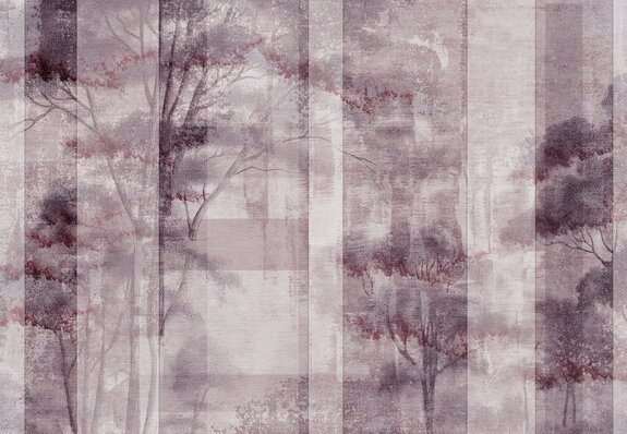 Composition abstraite avec un paysage forestier