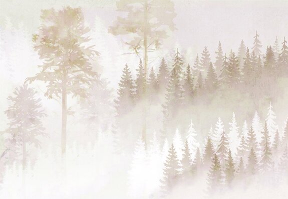 Composition de forêt brumeuse aux couleurs beiges