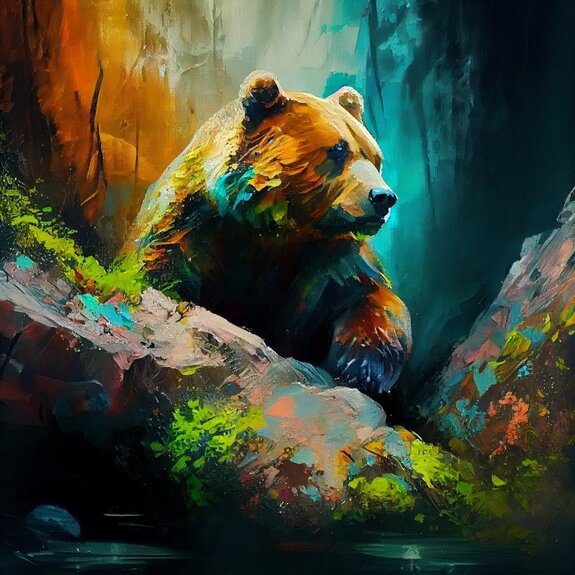 Portrait artistique d&#39;un ours dans la forêt