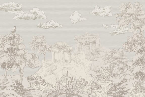 Architecture romaine parmi les plantes en style croquis