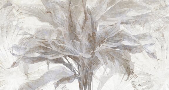 Feuilles tropicales sur fond de béton clair