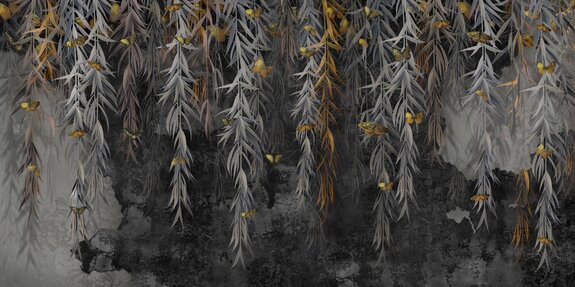 Vignes suspendues d&#39;une plante sur un fond de béton foncé
