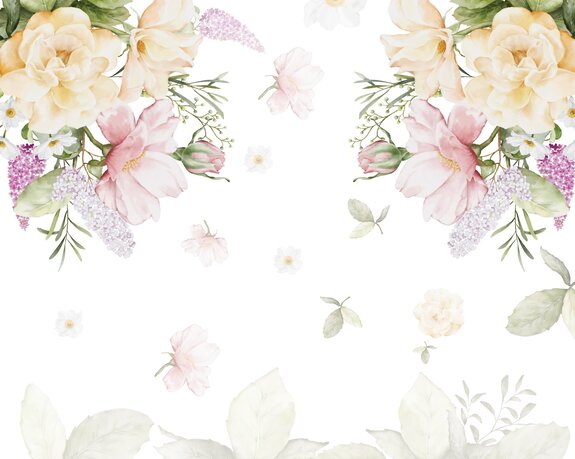 Aquarelle de fleurs et de feuilles sur fond blanc