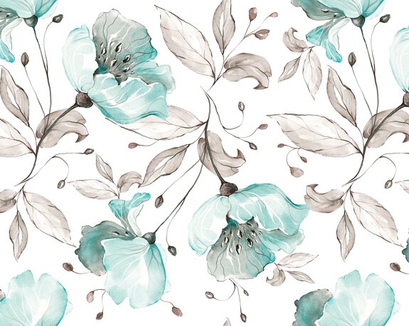 Fleurs et feuilles peintes à l&#39;aquarelle sur fond blanc