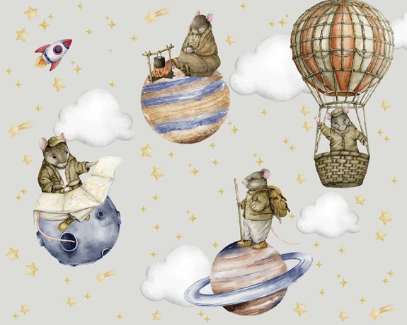 Animaux et planètes dans l&#39;espace sur fond d&#39;étoiles