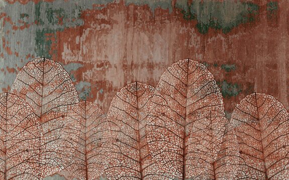 Feuilles 3d sur fond texturé