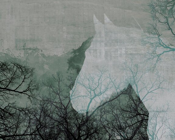 Portrait abstrait d&#39;un cheval parmi les arbres