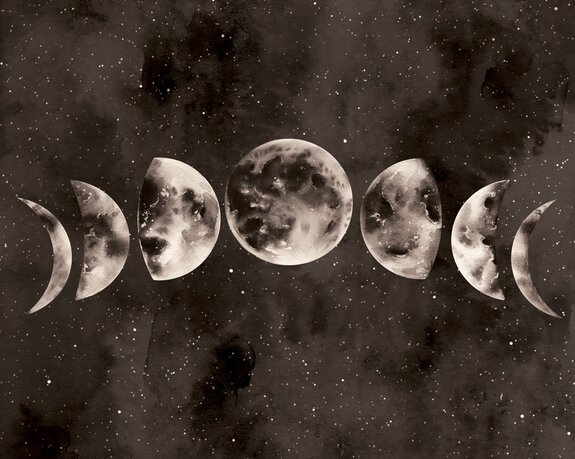 Motif de phases de lune dans un style aquarelle