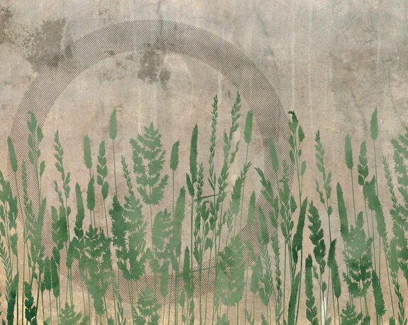 Motif moderne de plantes des champs et de formes géométriques