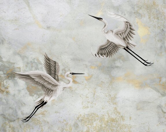 Oiseaux sur un fond de marbre abstrait