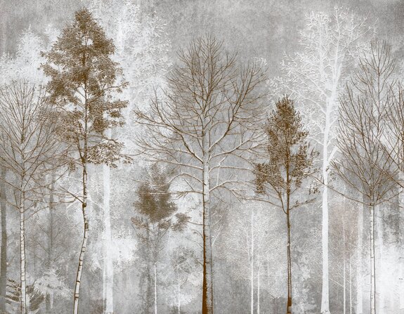 Grands arbres sur un fond texturé gris