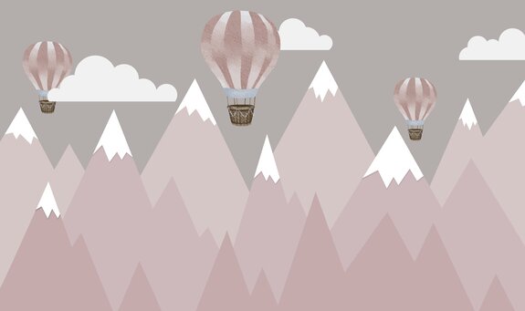 Modèle de ballons et de montagnes roses pour enfants