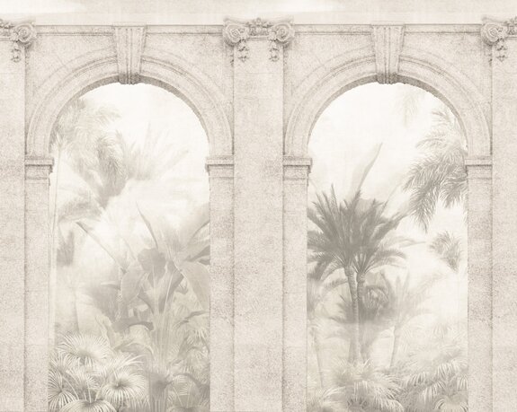 Arches architecturales et paysage végétal tropical