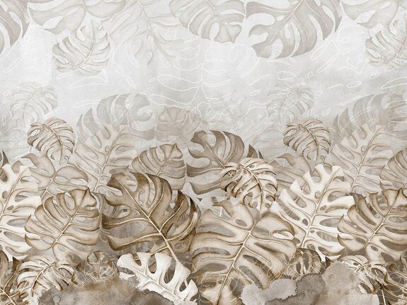 Feuilles de monstera sur fond aquarelle