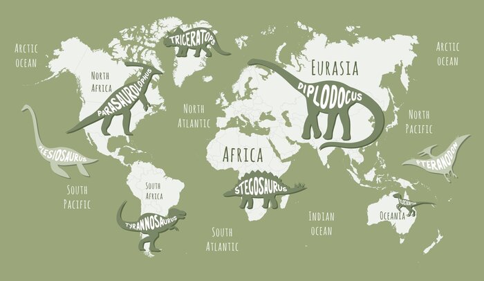 Modèle de dinosaures sur la carte du monde pour les enfants