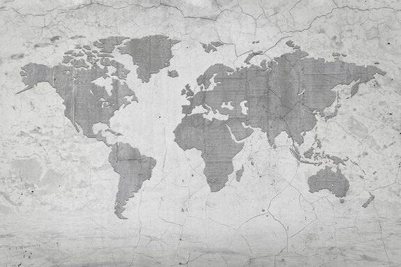 Carte du monde grise de style industriel