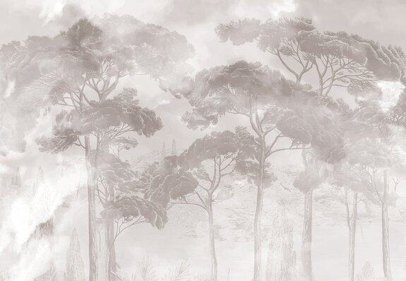 Paysage de forêt brumeuse en beige