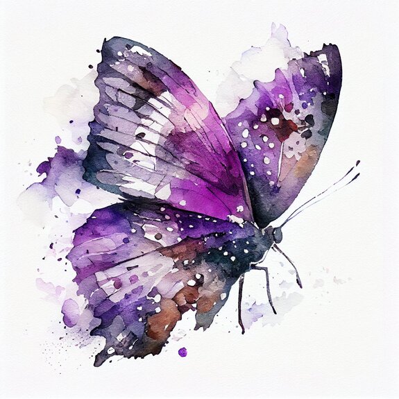 Papillon violet dans un style aquarelle