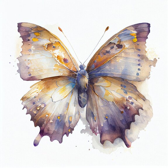 Papillon 3d de style aquarelle sur fond blanc