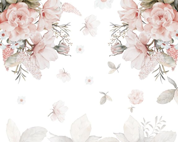 Aquarelle de fleurs et de feuilles sur fond blanc