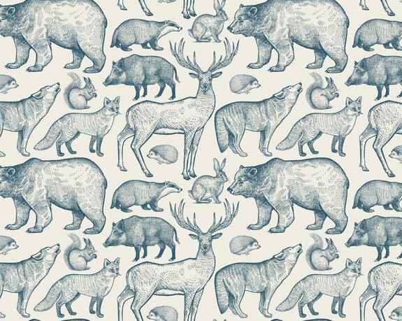 Motif vintage d&#39;animaux des bois