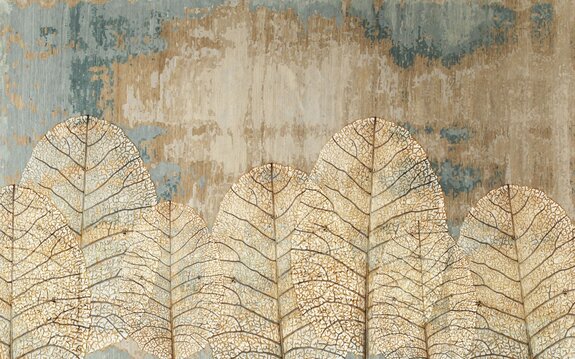 Feuilles 3d sur fond texturé effet béton