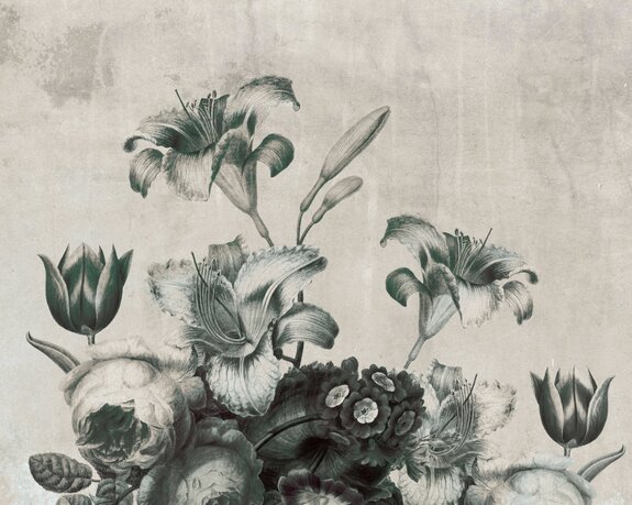 Fleurs vintage monochromes sur fond texturé