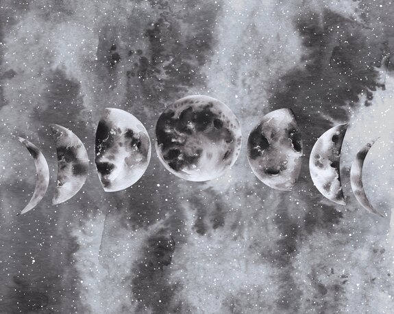 Phases de lune sur fond aquarelle