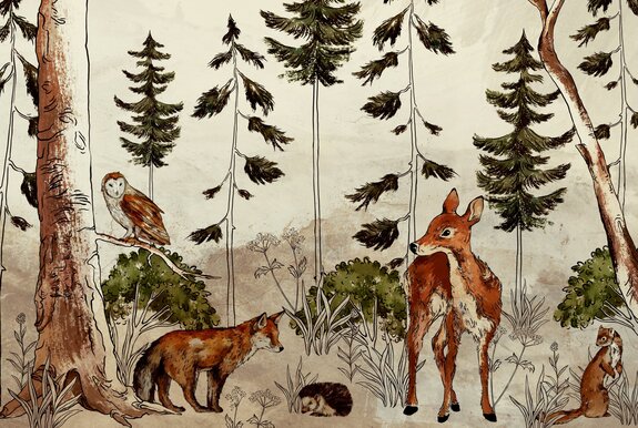 Animaux sauvages dans une forêt à l&#39;aquarelle