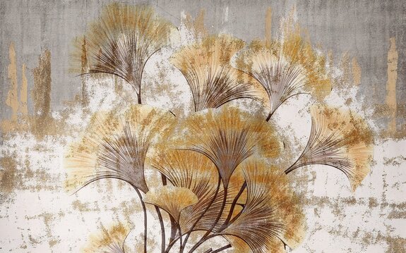 Feuilles de ginkgo sur fond texturé