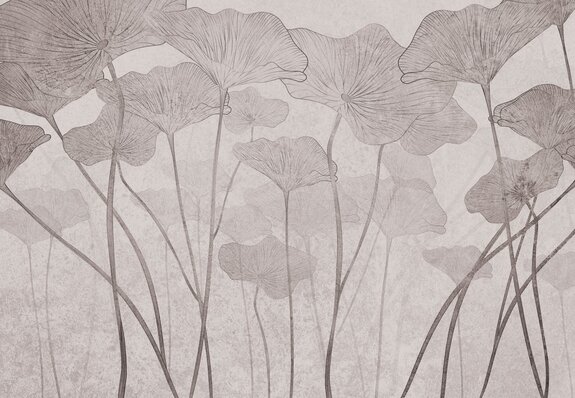 Motif monochrome de feuilles avec une texture de béton subtile