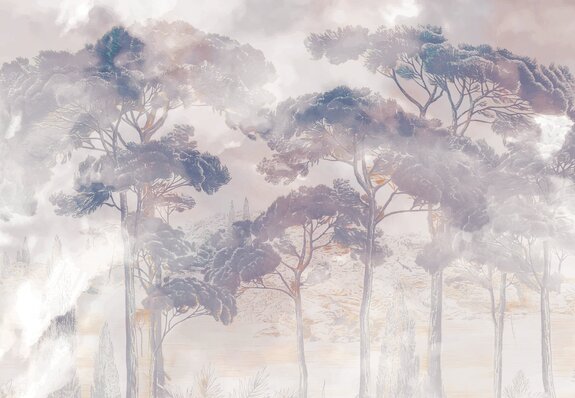 Arbres dans le brouillard, paysage naturel
