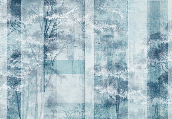 Paysage abstrait de forêt aux couleurs bleues