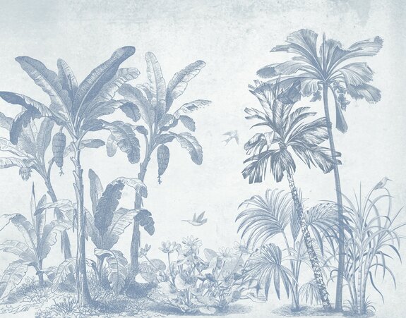 Composition de paysage tropical dans des tons bleus