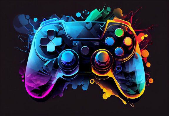 Manette de jeu dans un concept abstrait et coloré