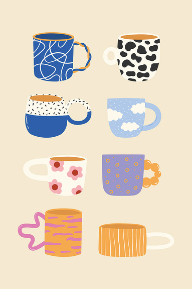 Tasses de café colorées