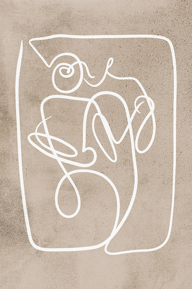 Formes abstraites dans le style line art sur fond texturé