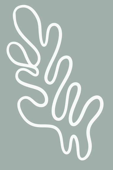 Composition abstraite avec forme ondulée sur fond menthe