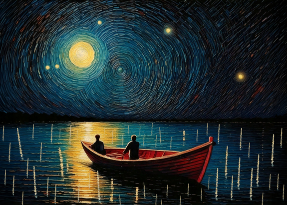 Nuit étoilée composition abstraite